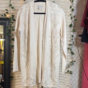 Dana Buchman Cream Open-Front Cardigan